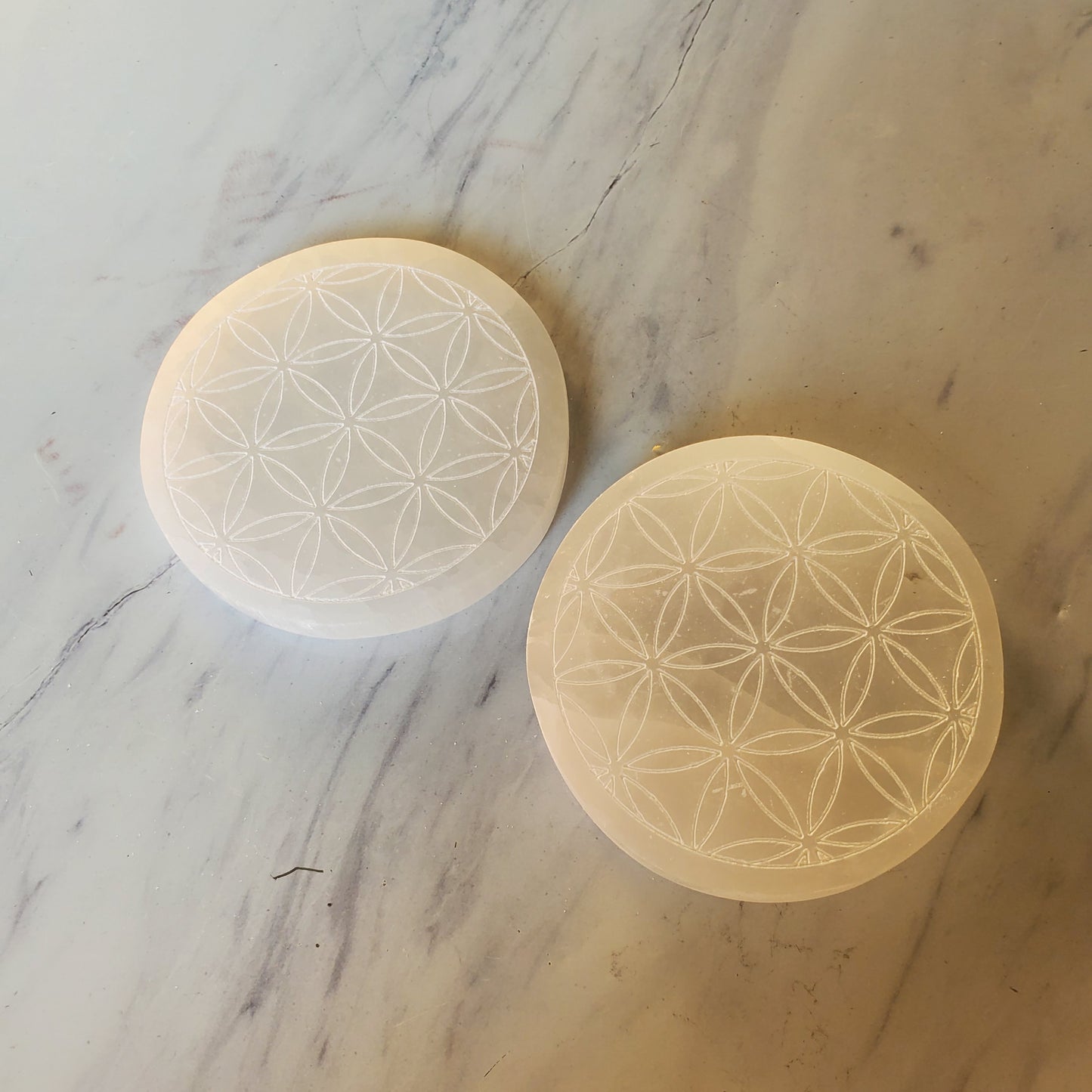 Carved Selenite Charging Plates