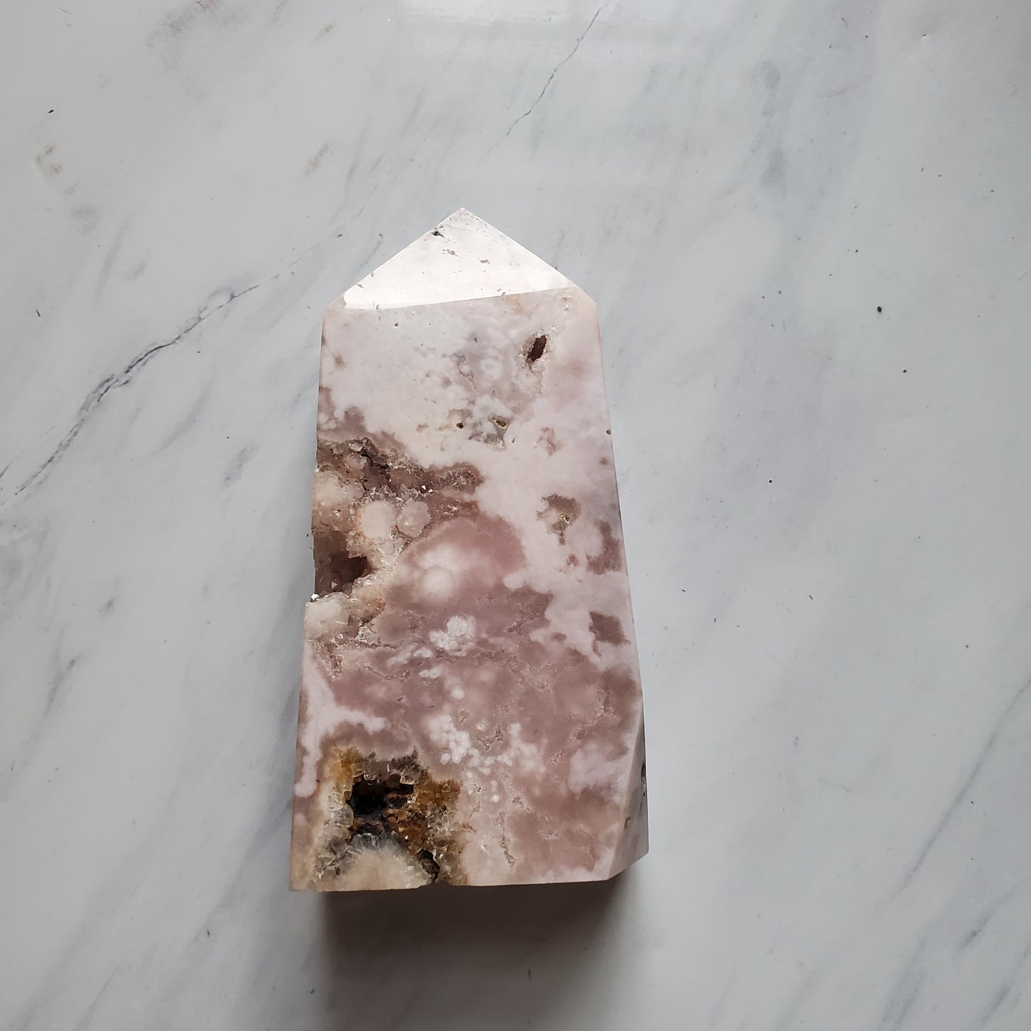 Pink Amethyst with Flower Agate Towers